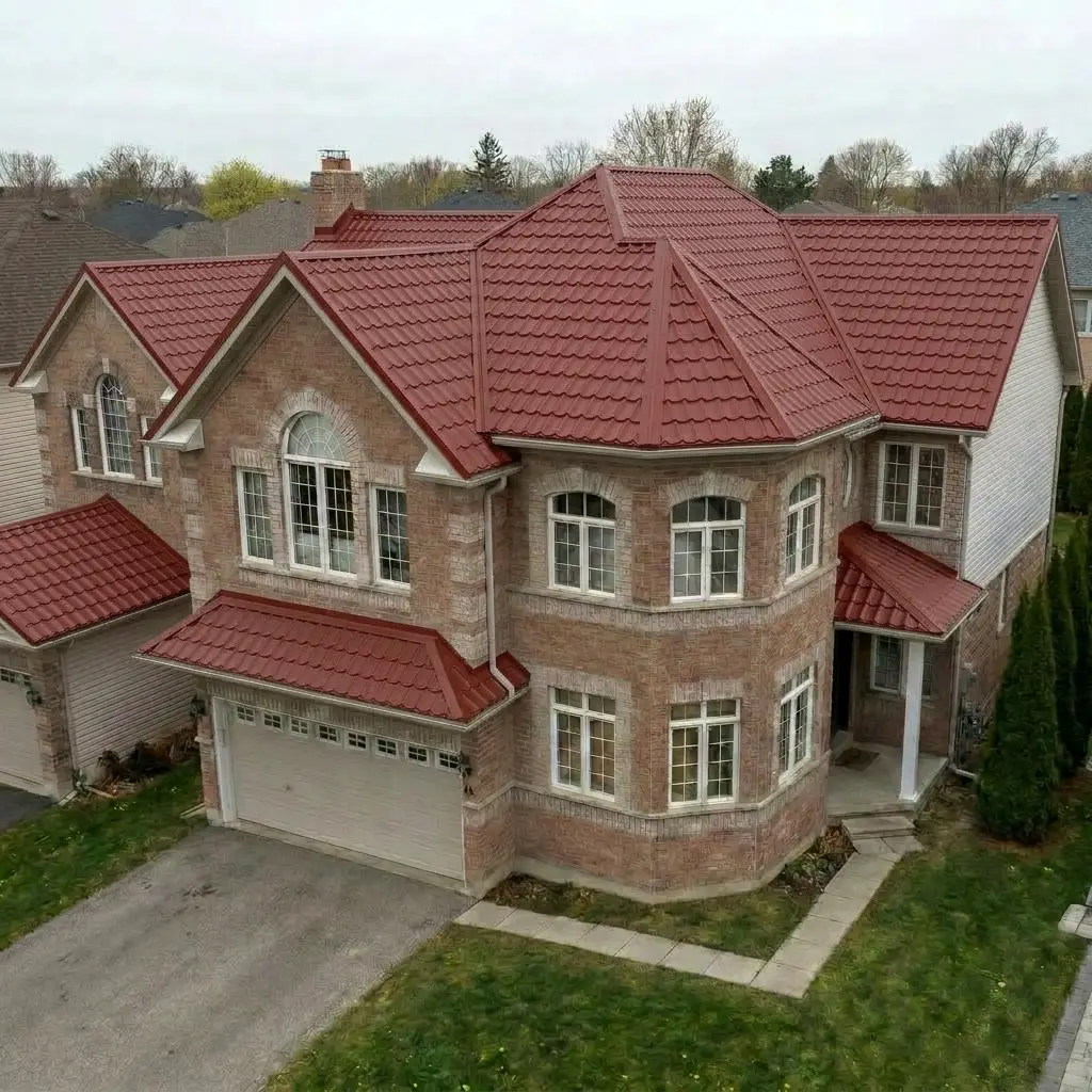 Metal roof in Colonial Red (euro-tile)