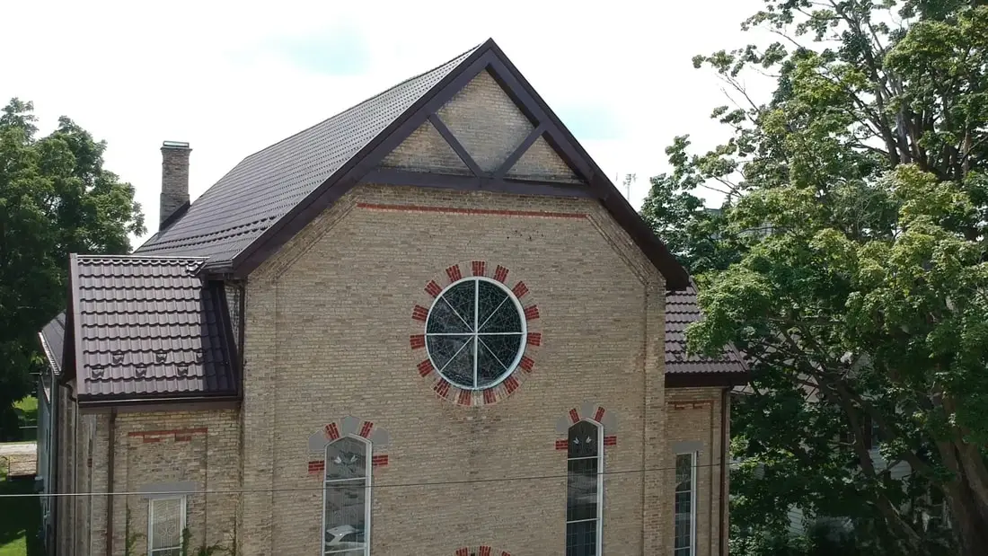 First Baptist Church Chocolate Brown Metal Roof