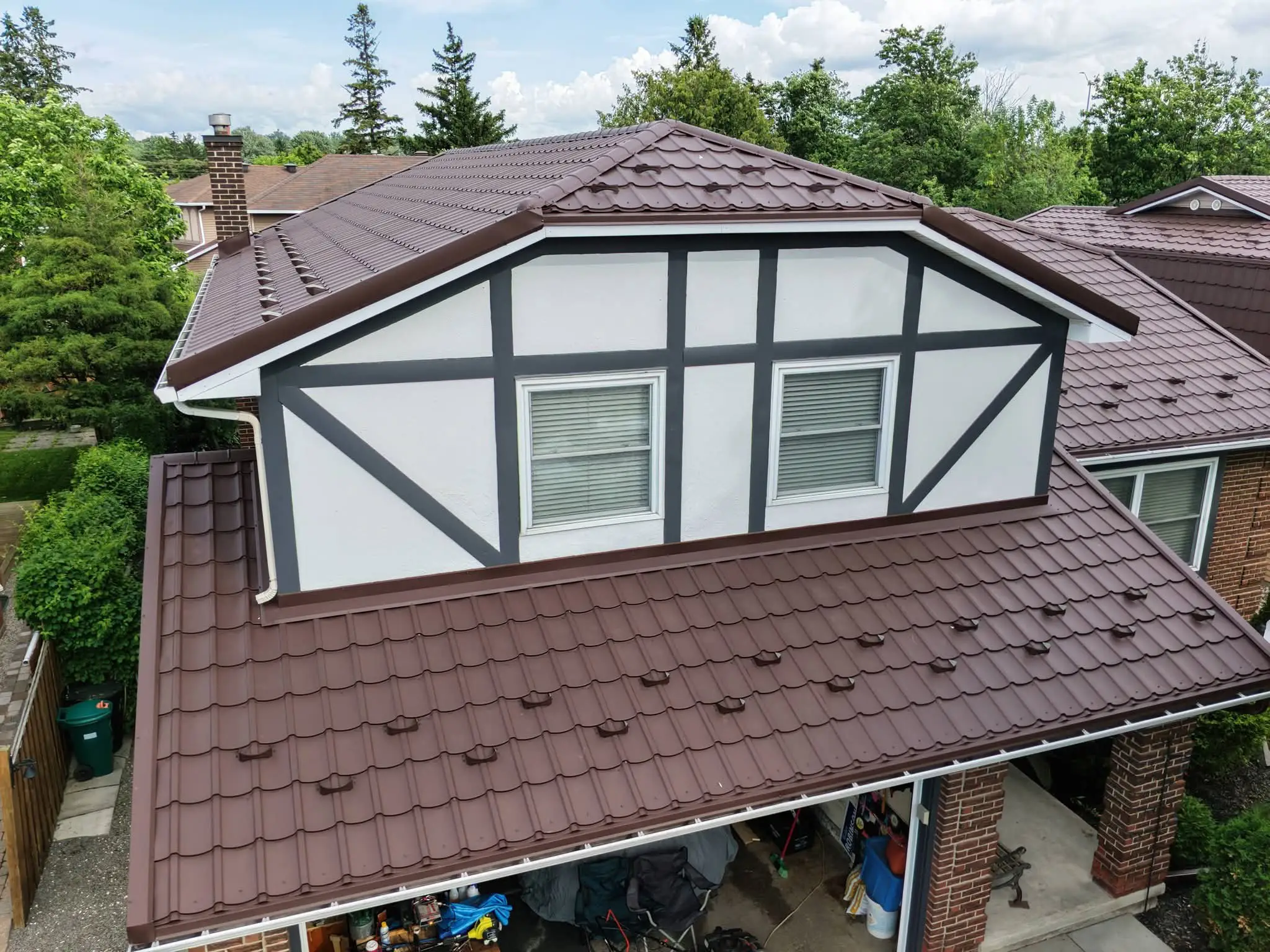 Completed architectural metal roof front view