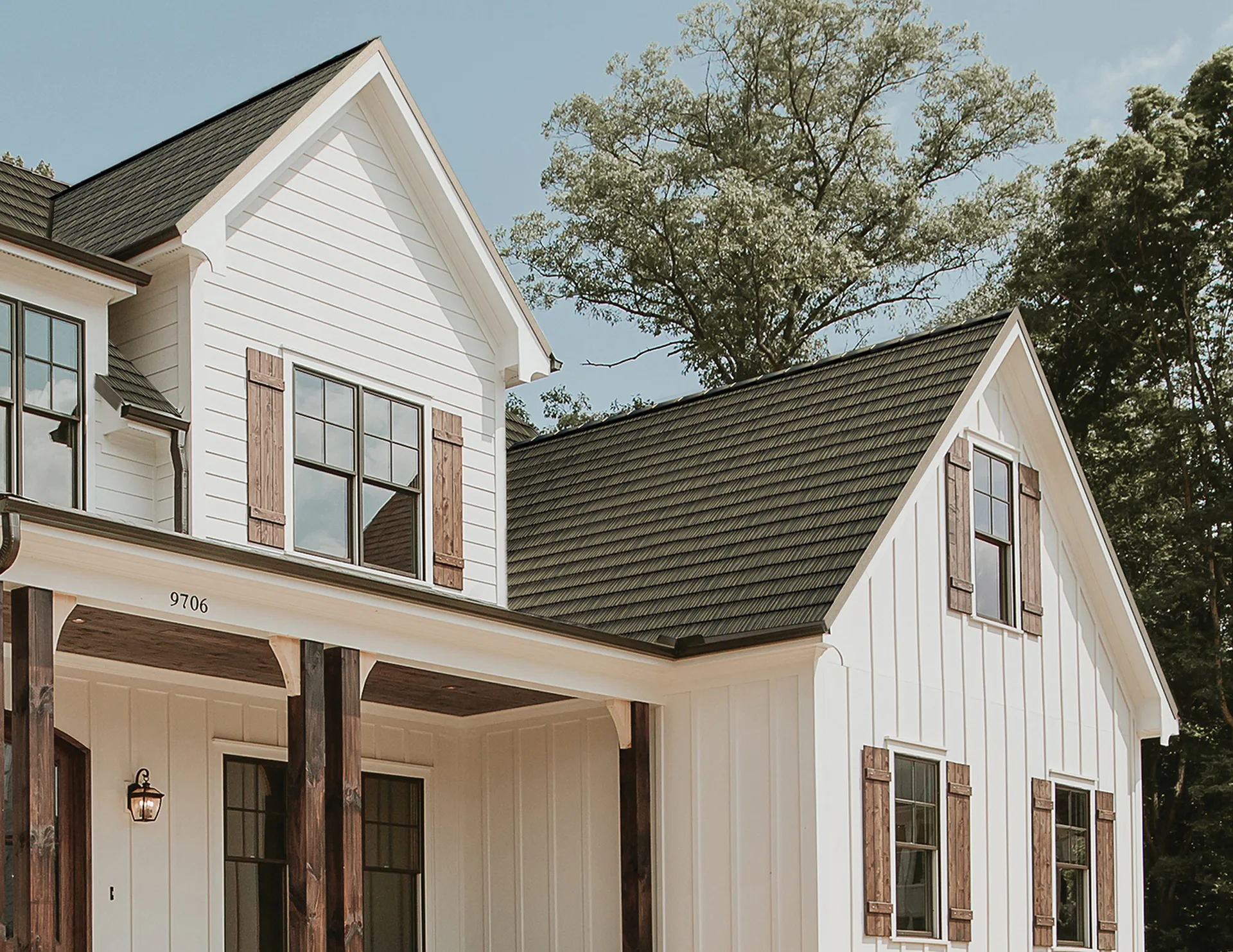 Vicwest Cedar Creek Shake metal shingle installation with dimensional shadow lines