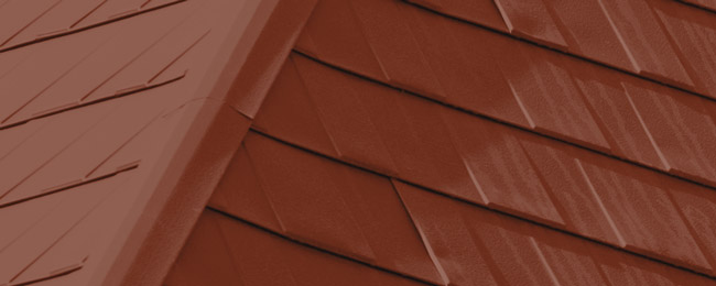 Terra Red Ideal Wakefield Bridge metal shingle colour sample